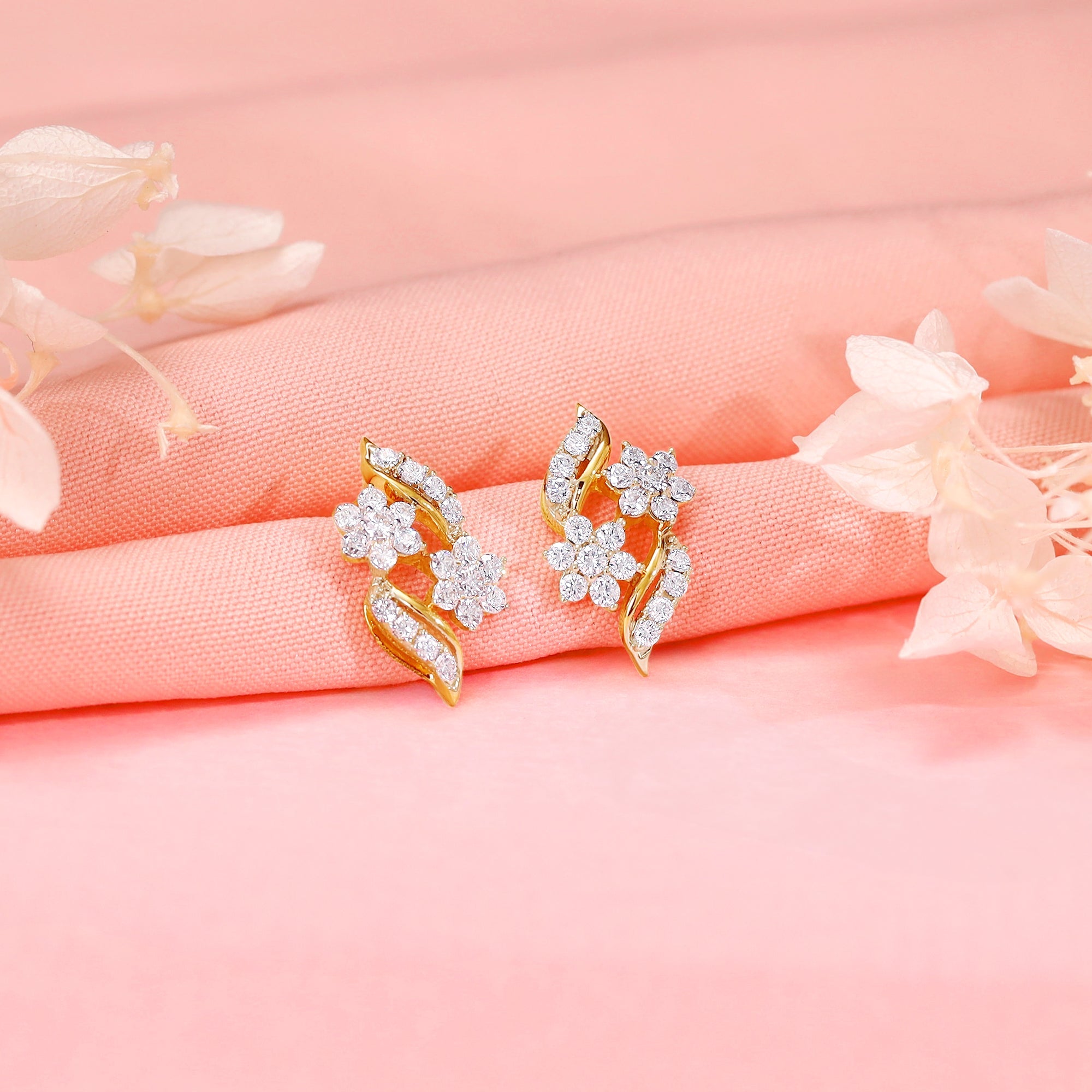 Gold Floral Magic Lab Grown Diamond Earrings