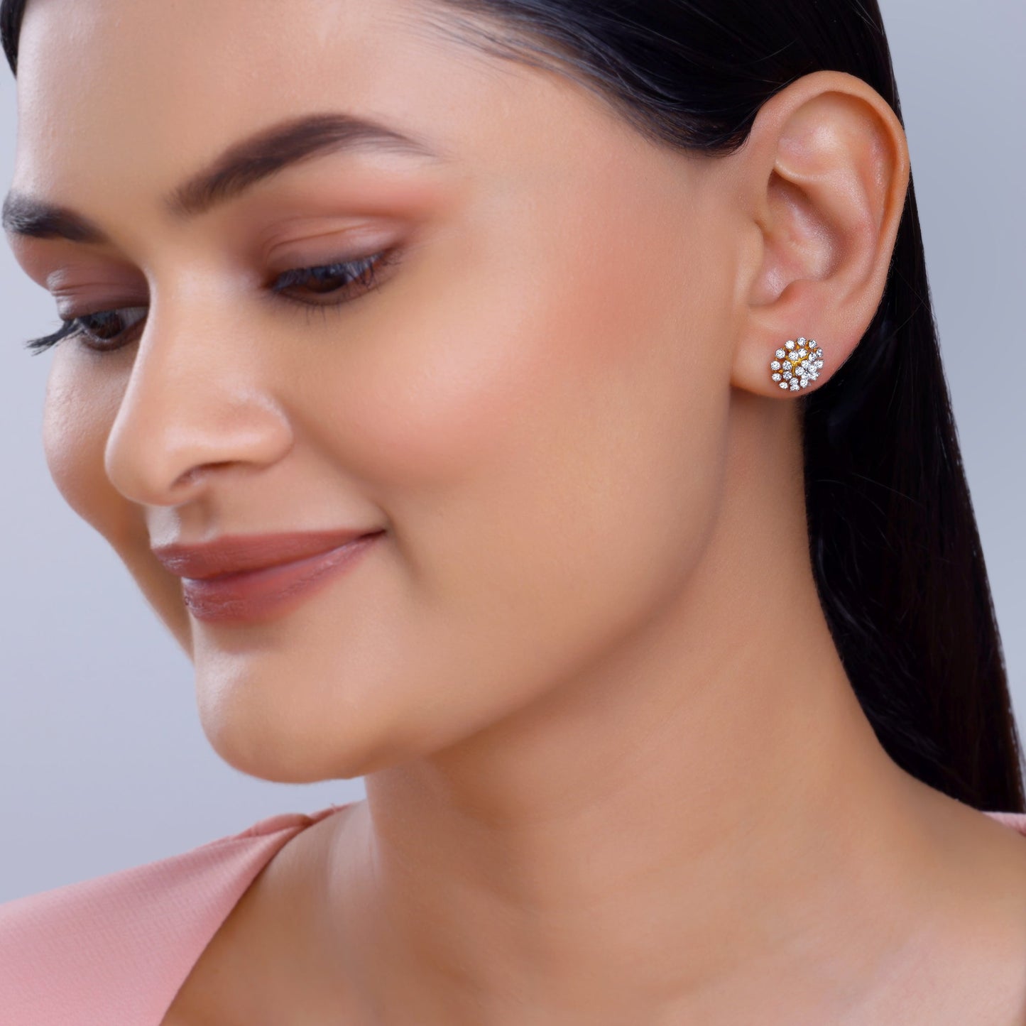 Gold Dandelion Whisper Lab Grown Diamond Earrings