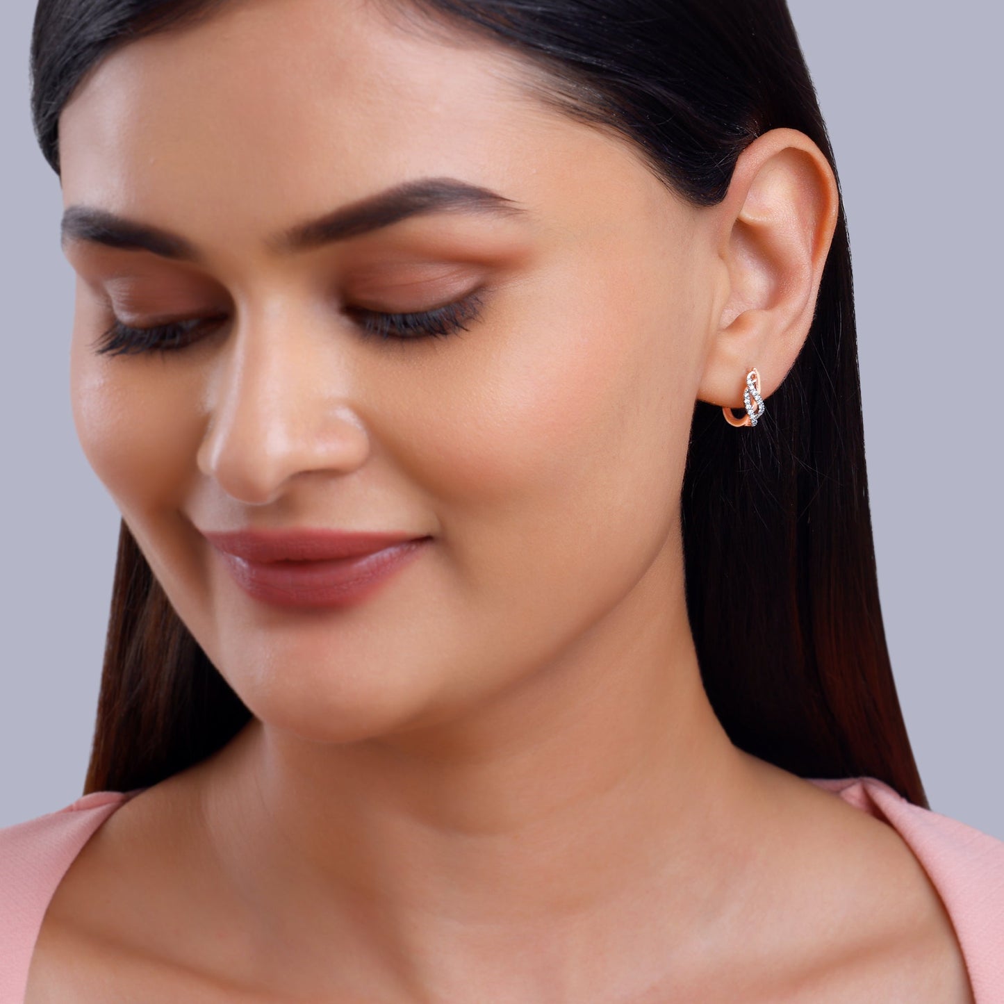 Rose Gold Delicate Petals Lab Grown Diamond Earrings