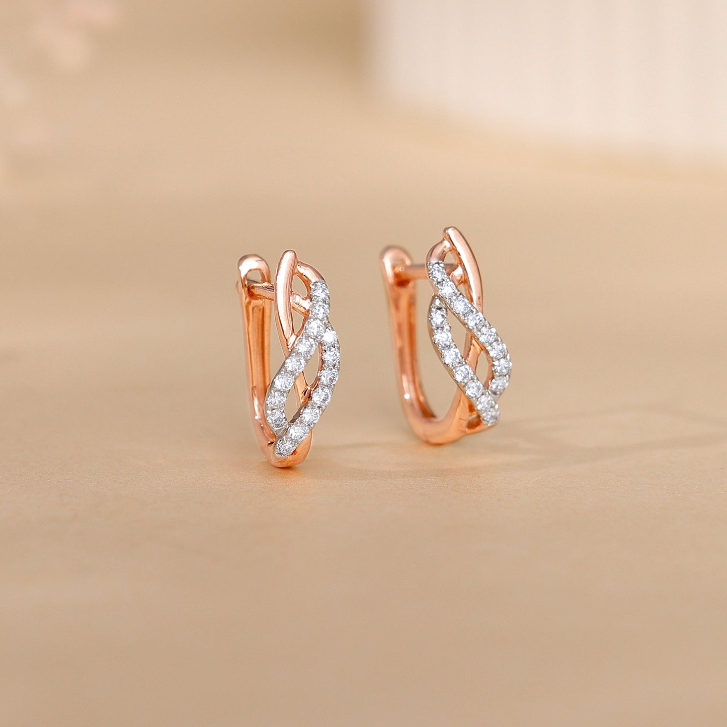 Rose Gold Delicate Petals Lab Grown Diamond Earrings
