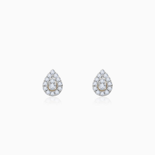 Gold Embellish Lab Grown Diamond Teardrop Earrings