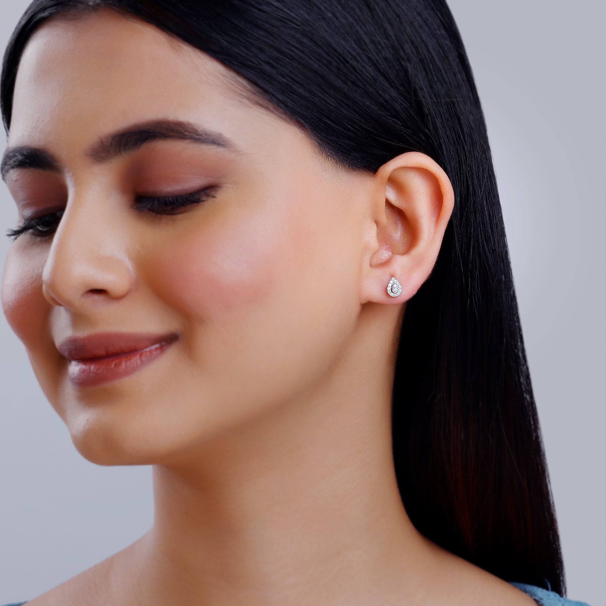 Gold Embellish Lab Grown Diamond Teardrop Earrings