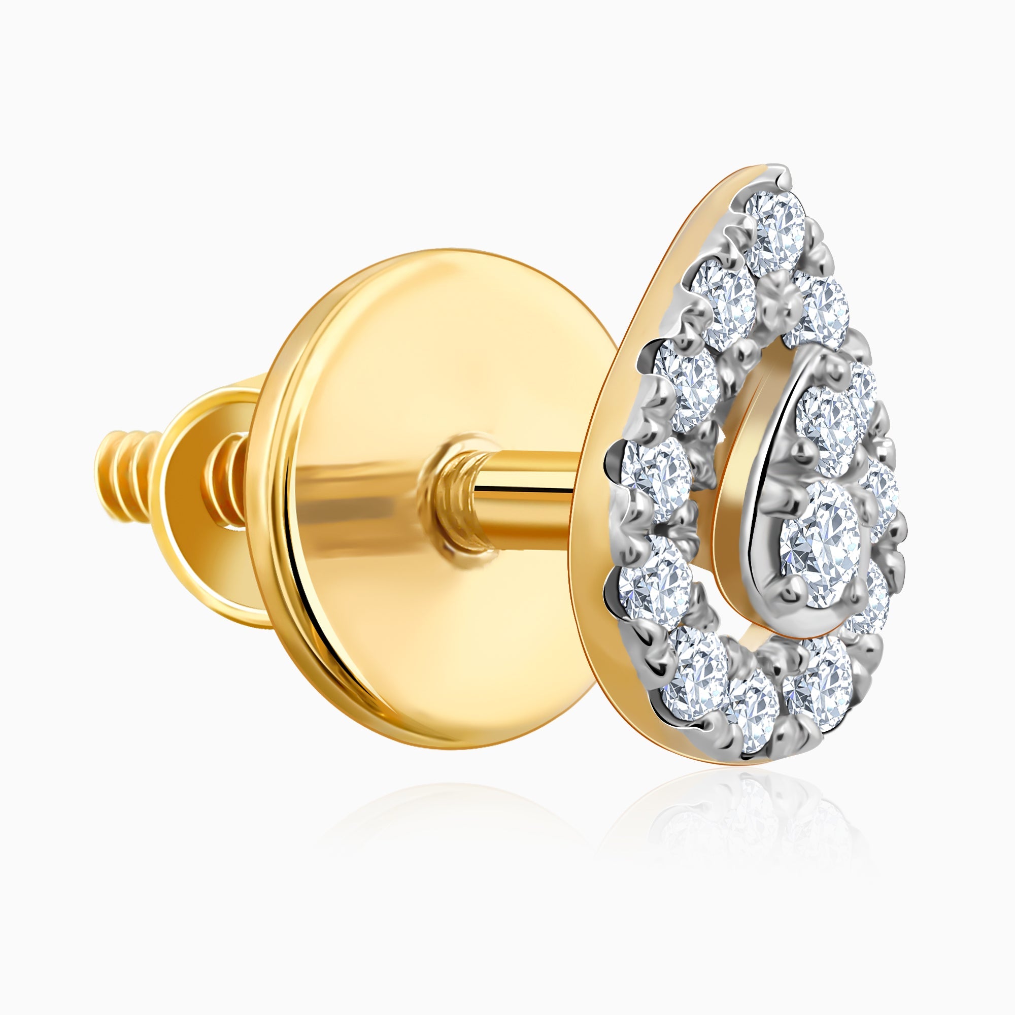 Gold Embellish Lab Grown Diamond Teardrop Earrings
