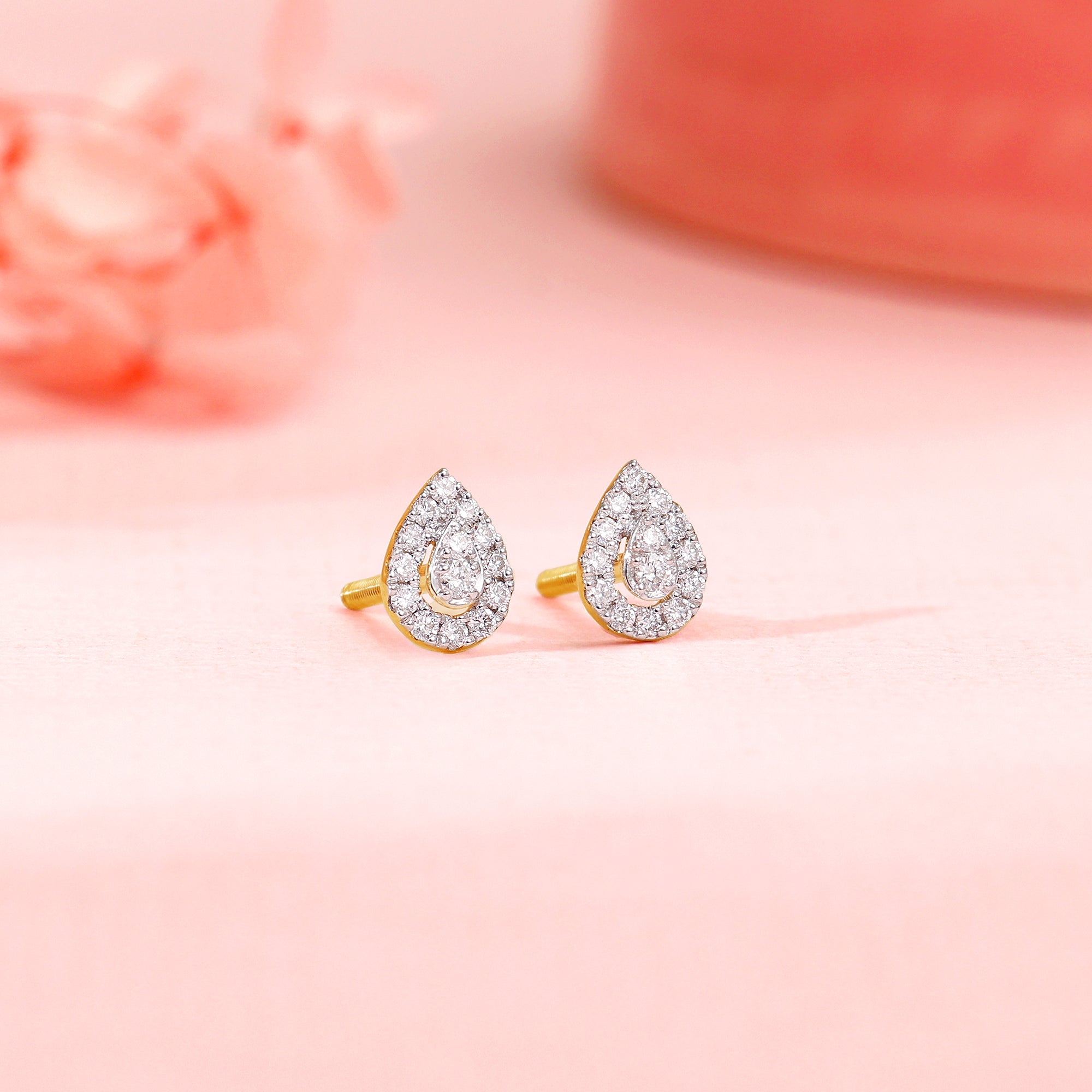Gold Embellish Lab Grown Diamond Teardrop Earrings