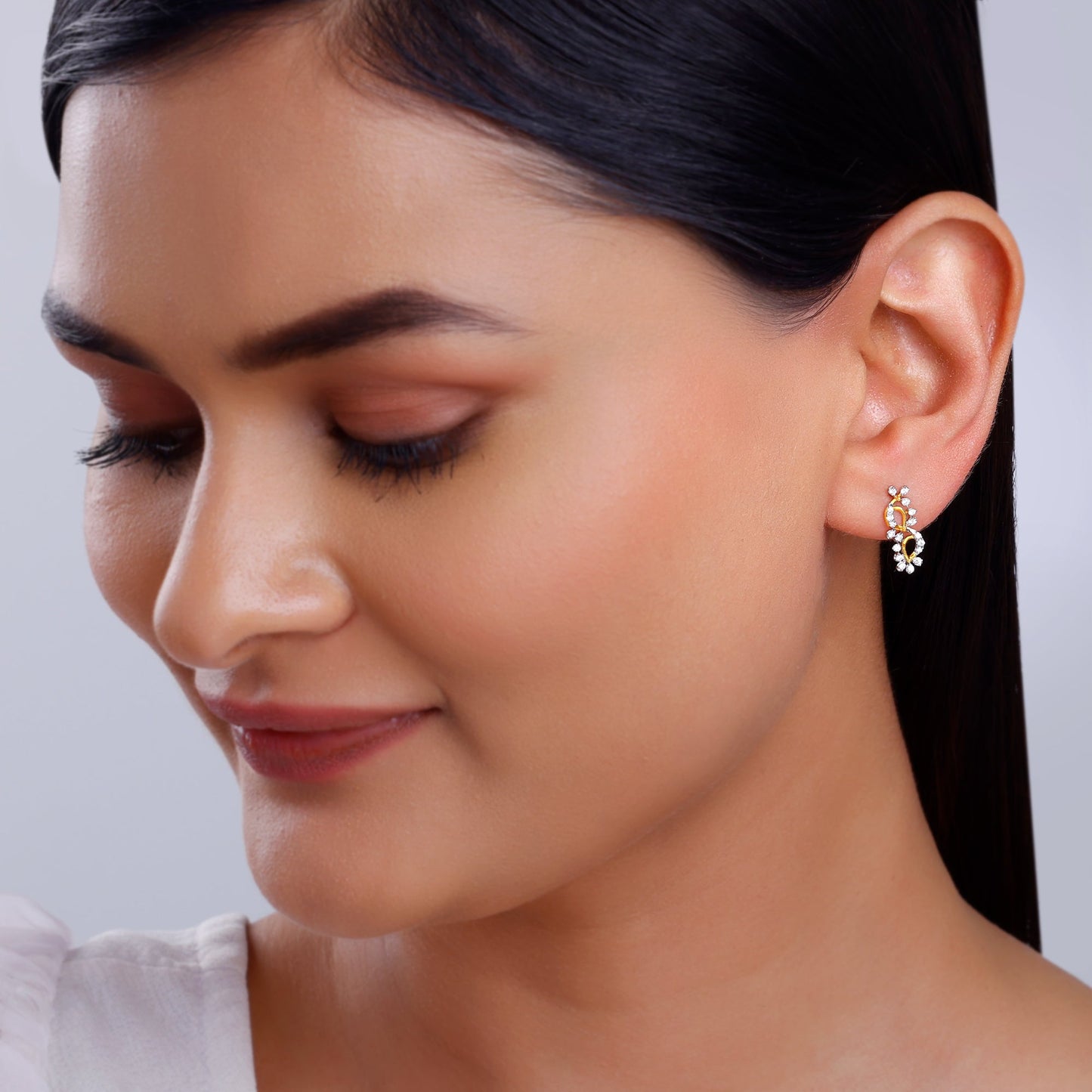Gold Twinkling Twine Lab Grown Diamond Earrings
