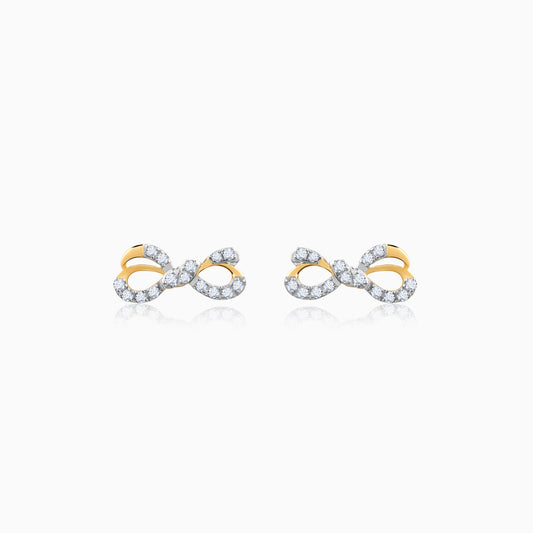 Gold Ribbon Love Lab Grown Diamond Earrings