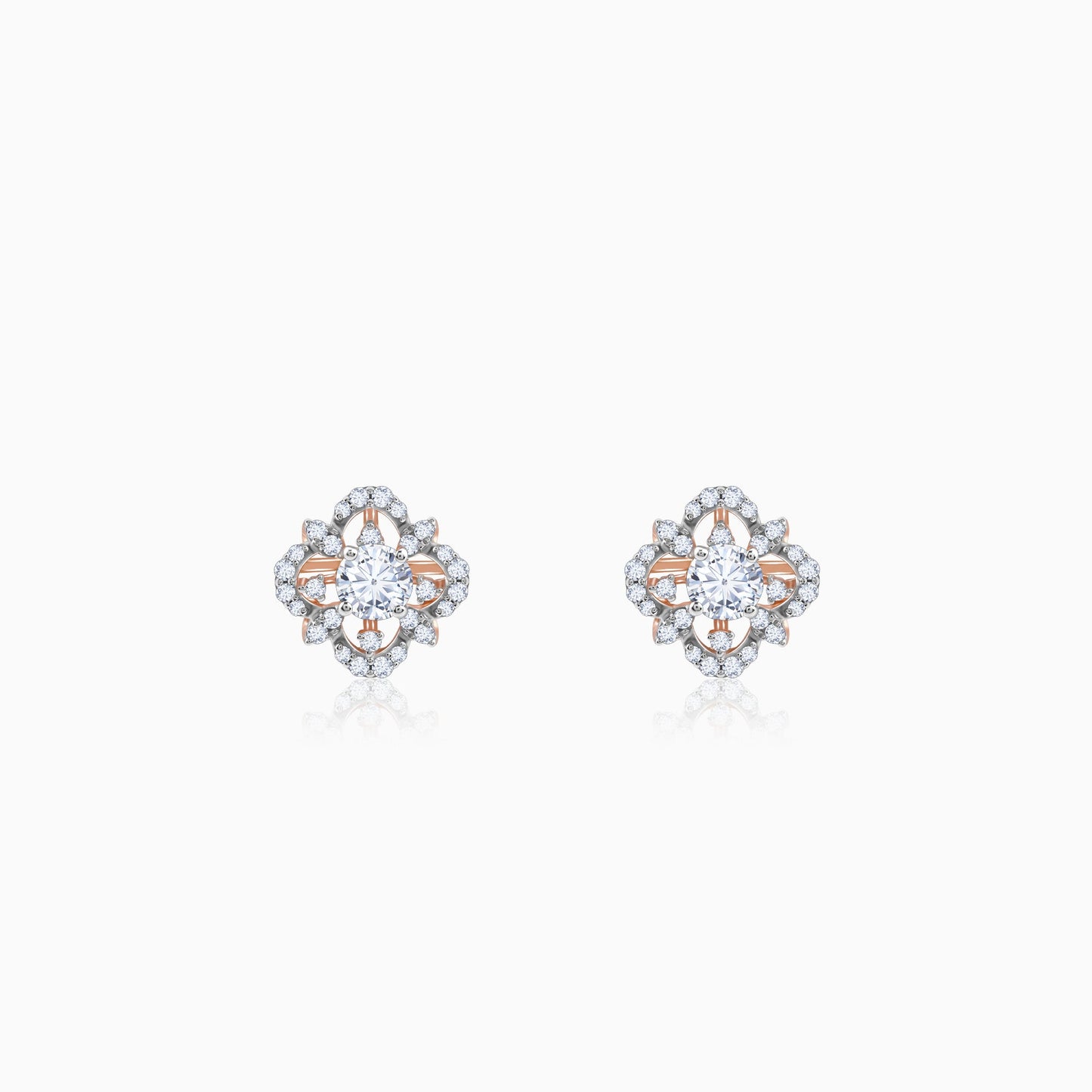 Rose Gold Floral Twist Lab Grown Diamond Earrings