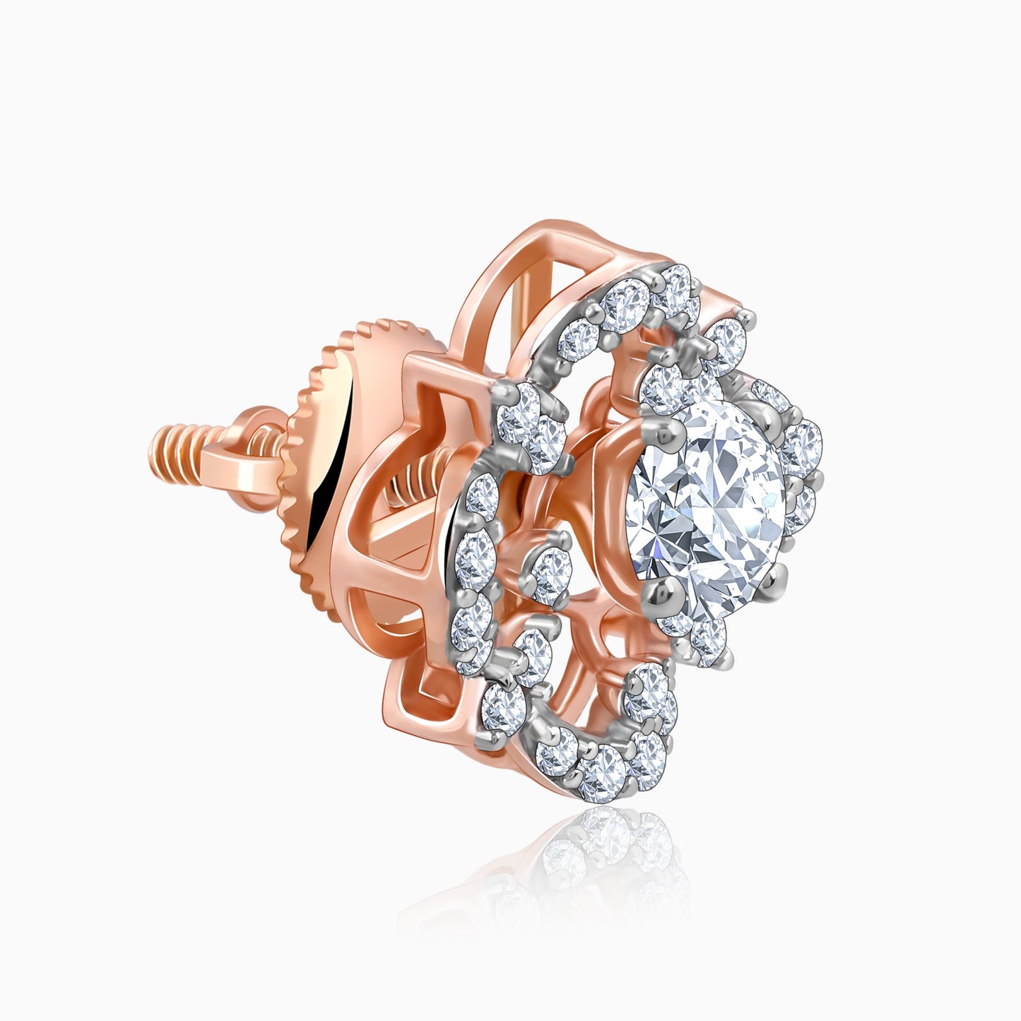 Rose Gold Floral Twist Lab Grown Diamond Earrings