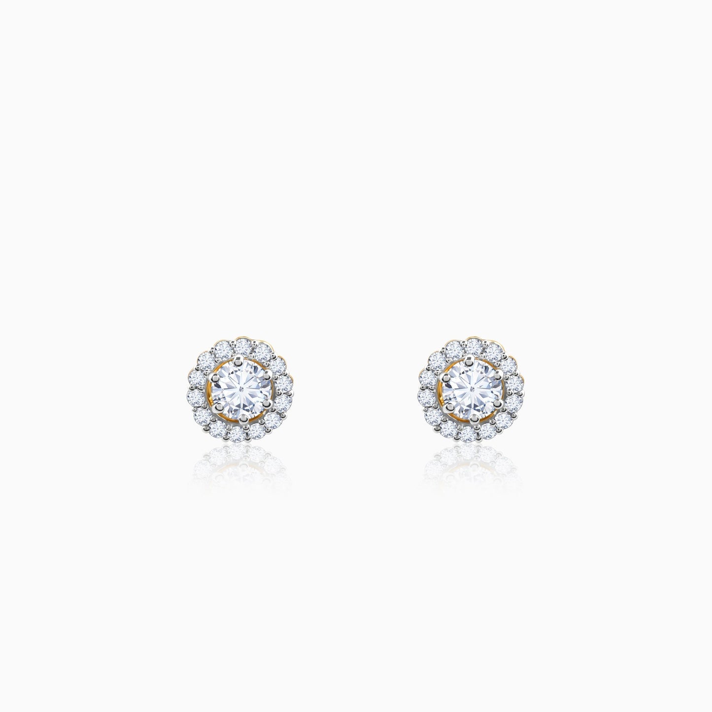 Gold Blossom Halo Lab Grown Diamond Earrings