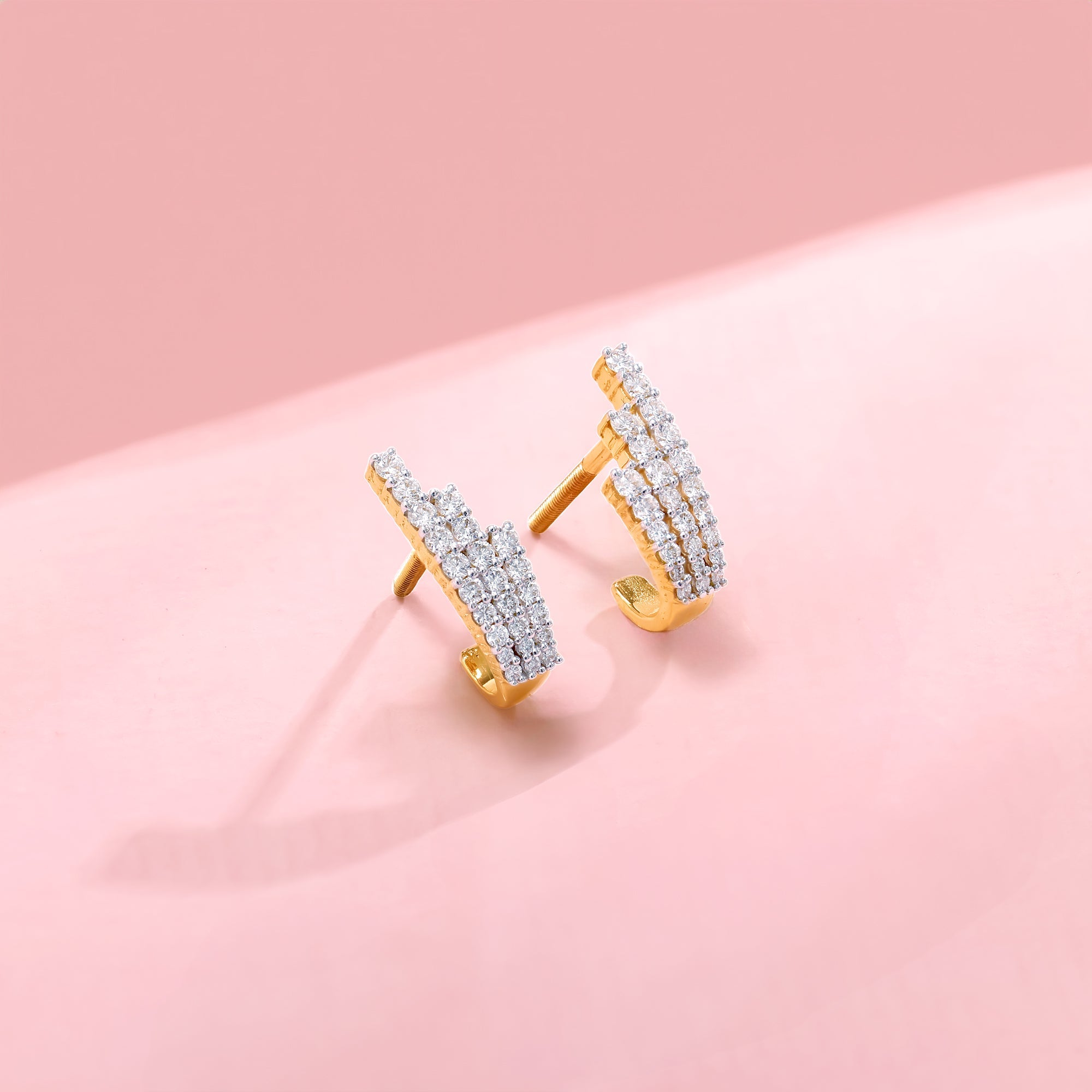 Gold Lumiere Lab Grown Diamond Semi Hoop Earrings