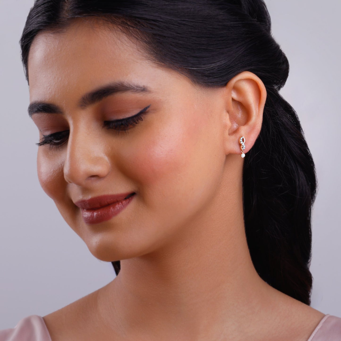 Gold Swirling Lab Grown Diamond Earrings