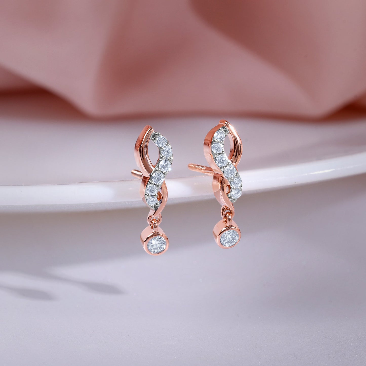 Gold Swirling Lab Grown Diamond Earrings