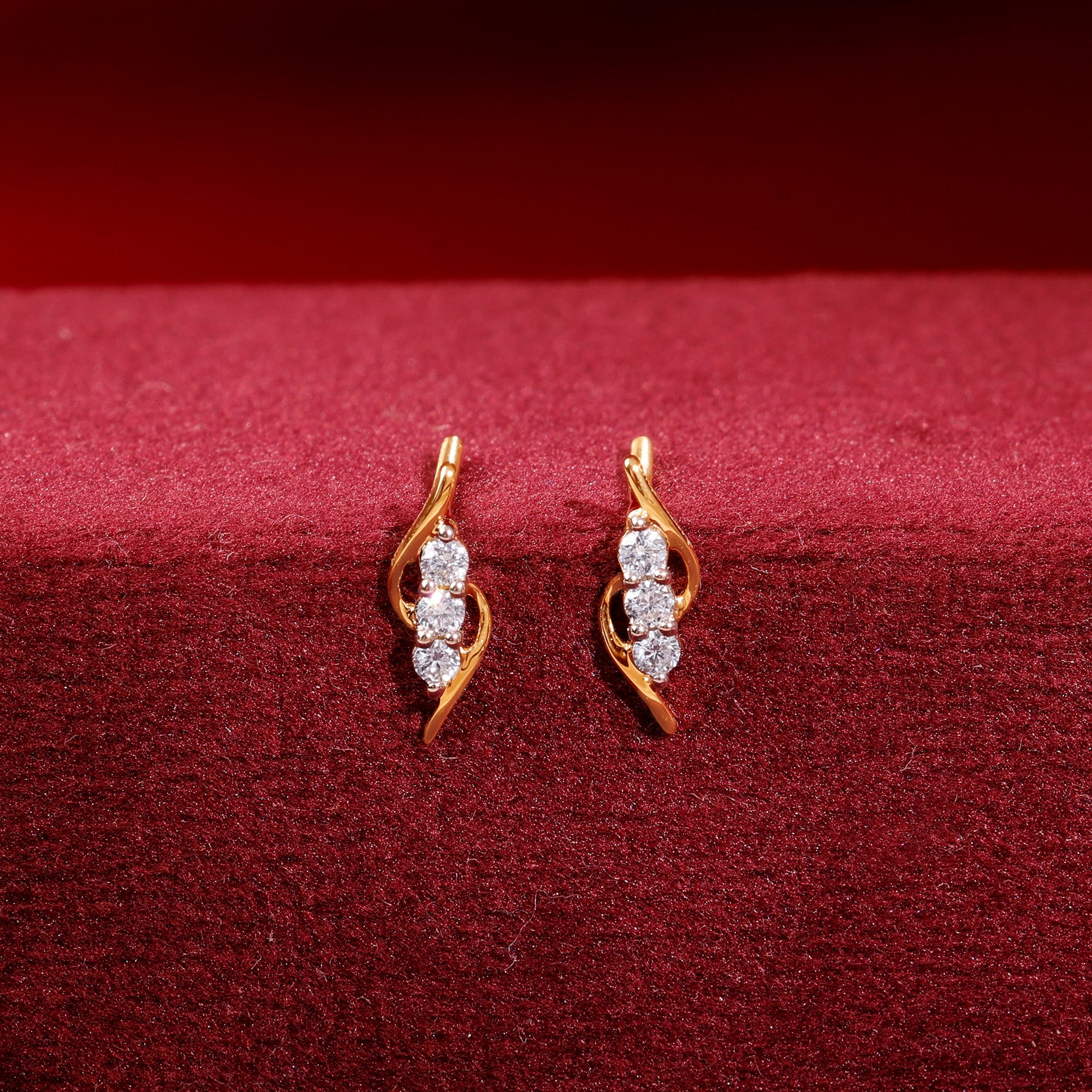 Gold Soft Waves Lab Grown Diamond Earrings