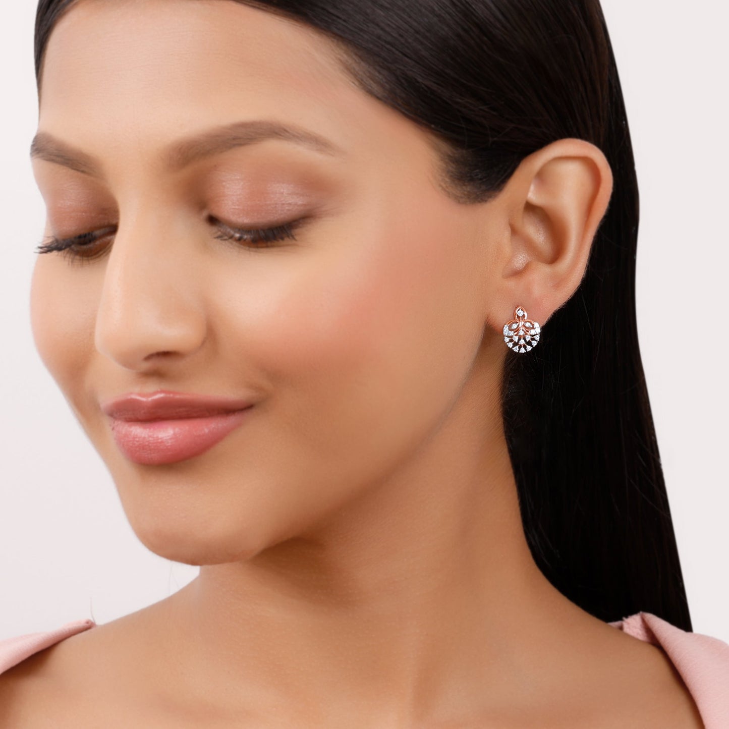 Rose Gold Trinity Sparkle Lab Grown Diamond Earrings