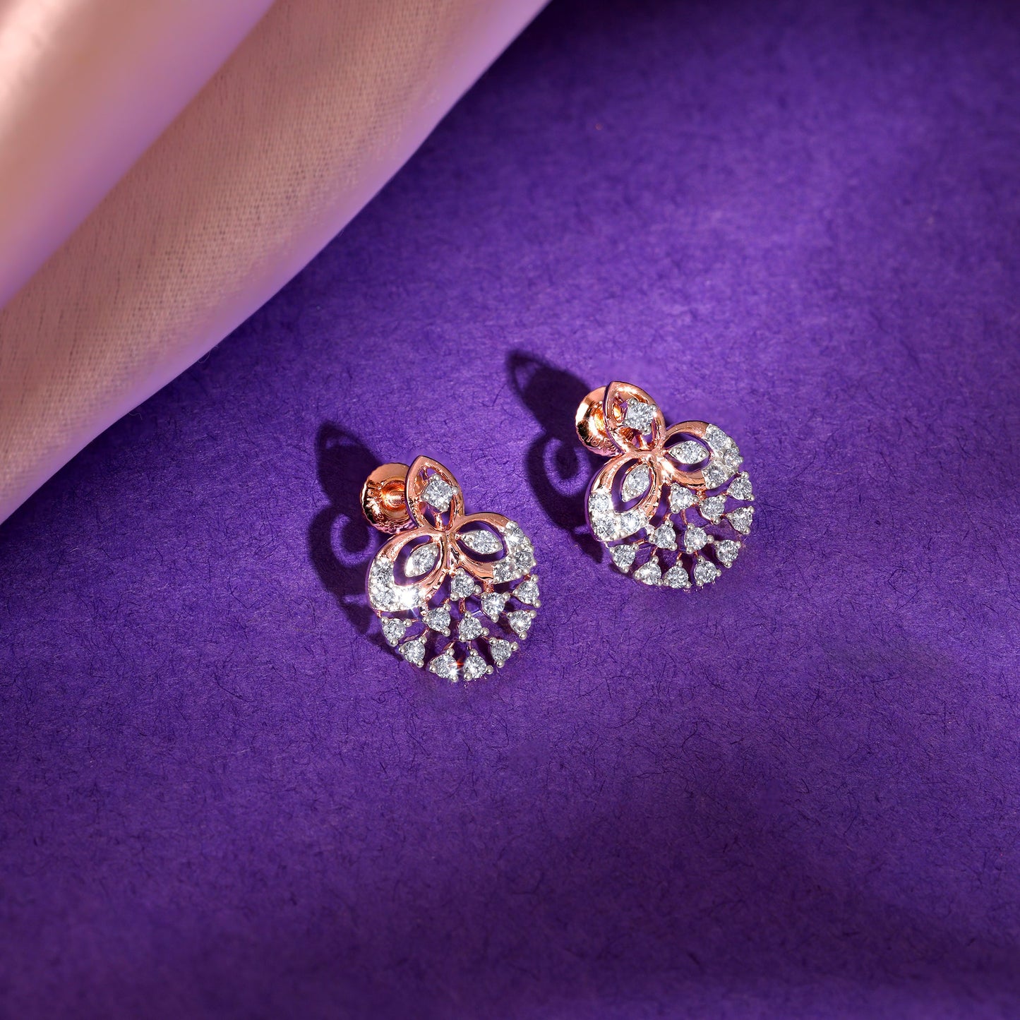 Rose Gold Trinity Sparkle Lab Grown Diamond Earrings