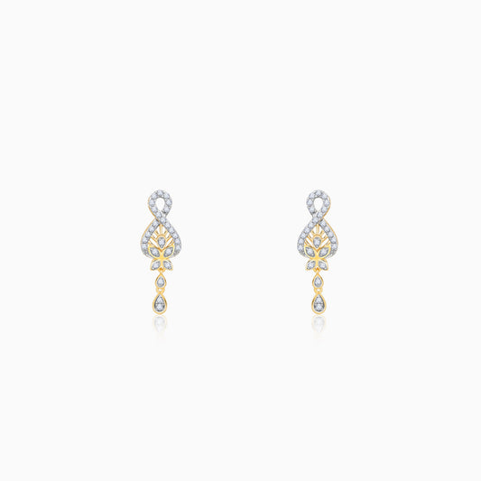 Gold Floral Finite Lab Grown Diamond Earrings