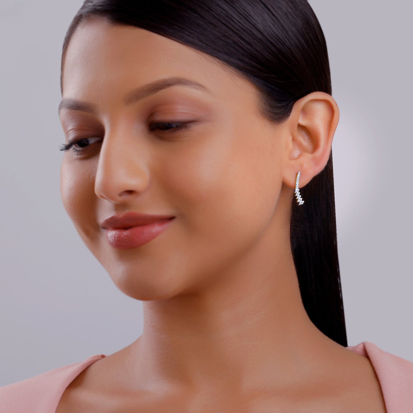 Gold Curve Lab Grown Diamond Earrings