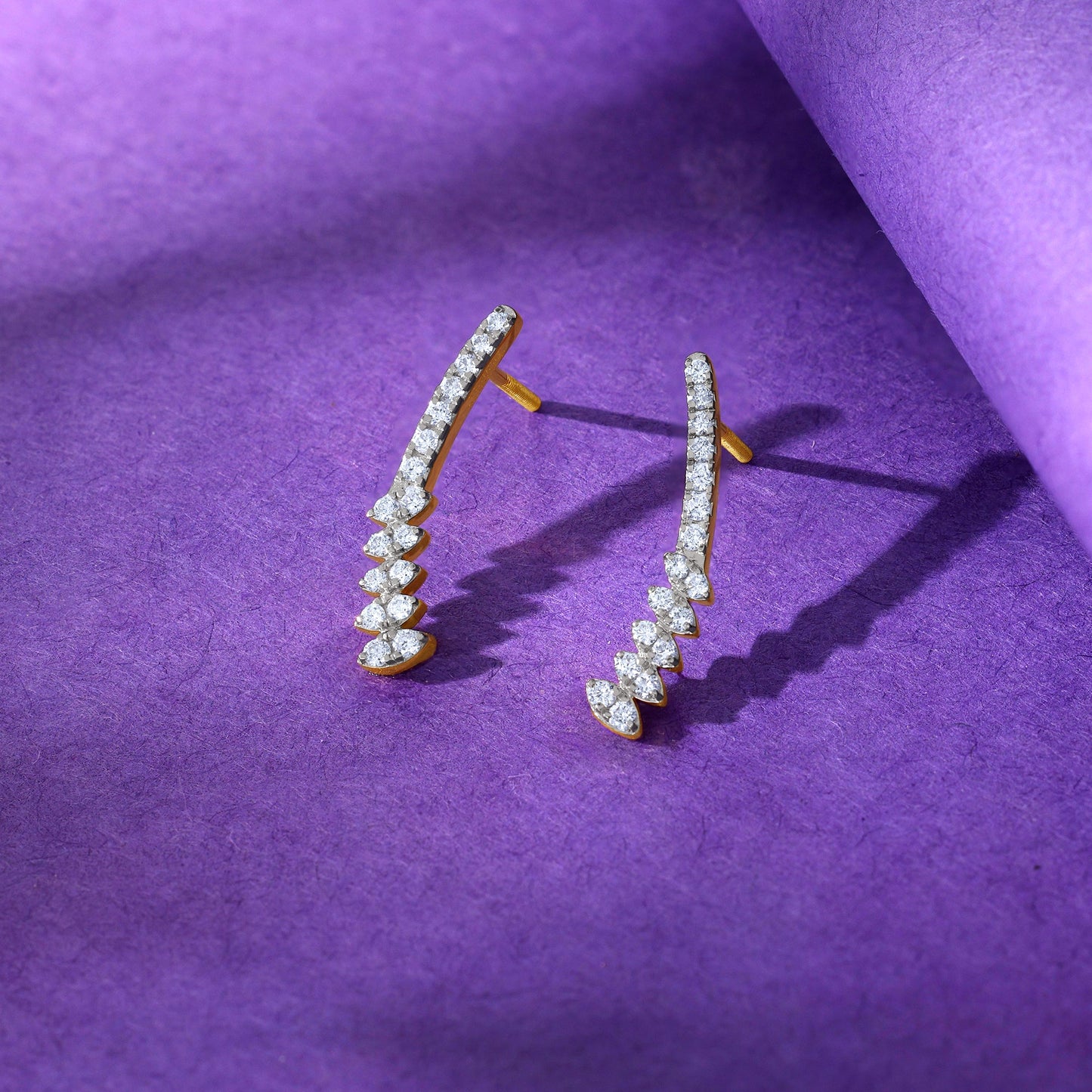 Gold Curve Lab Grown Diamond Earrings