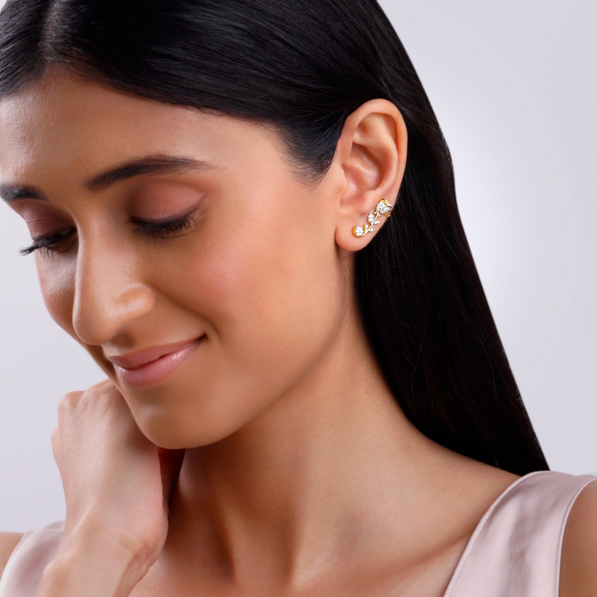 Gold Rosette Lab Grown Diamond Earrings