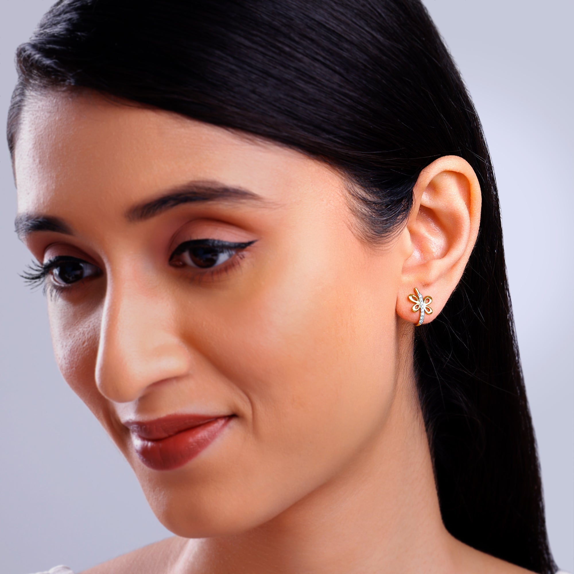 Gold Fides J-hoop Lab Grown Diamond Earrings