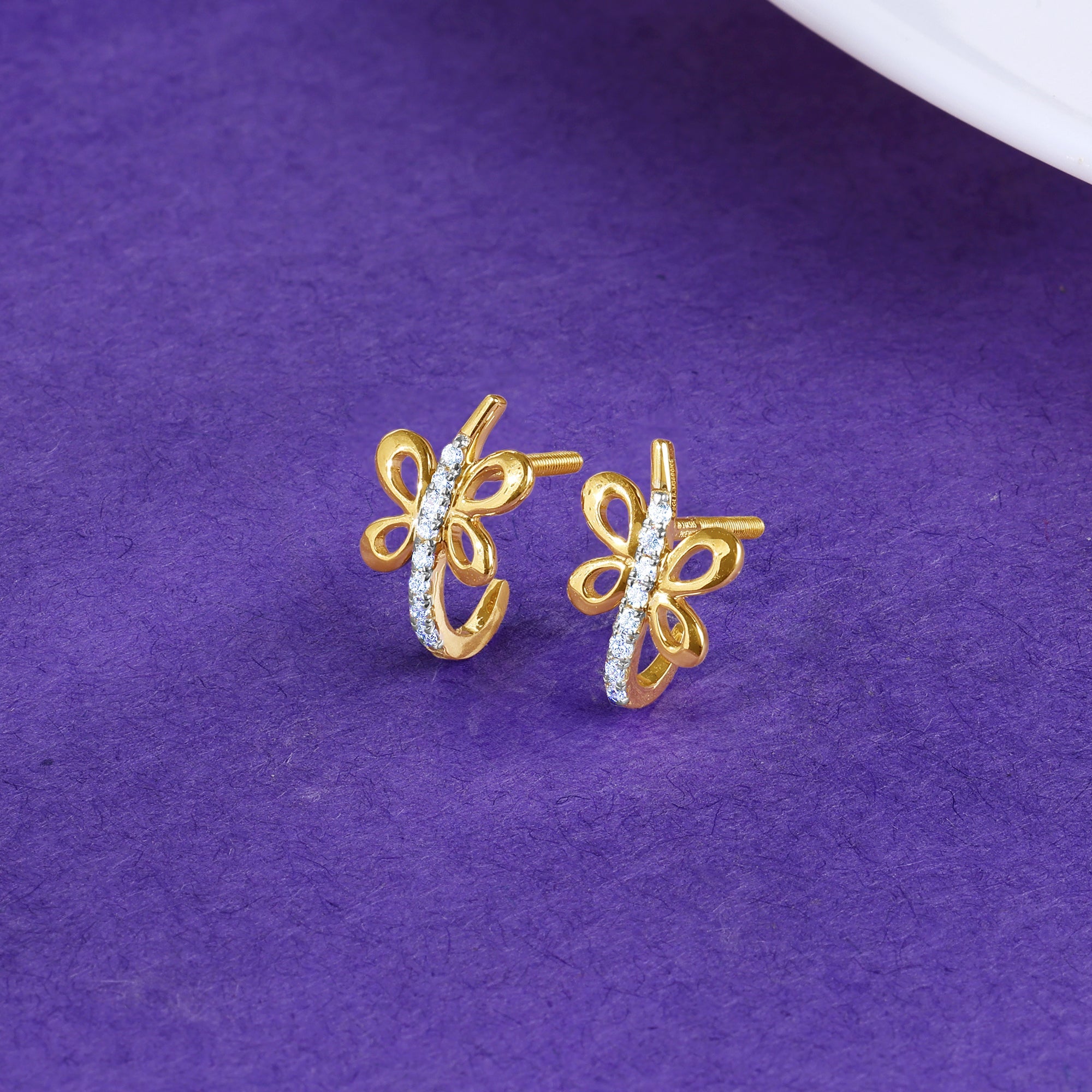 Gold Fides J-hoop Lab Grown Diamond Earrings