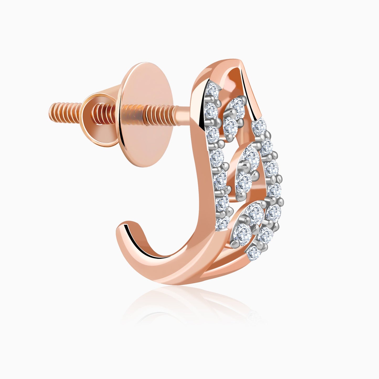 Rose Gold Luna J-hoop Lab Grown Diamond Earrings
