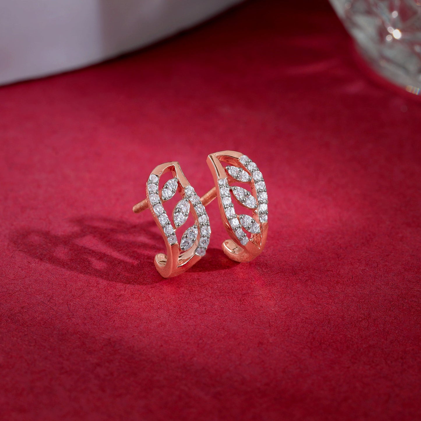 Rose Gold Luna J-hoop Lab Grown Diamond Earrings