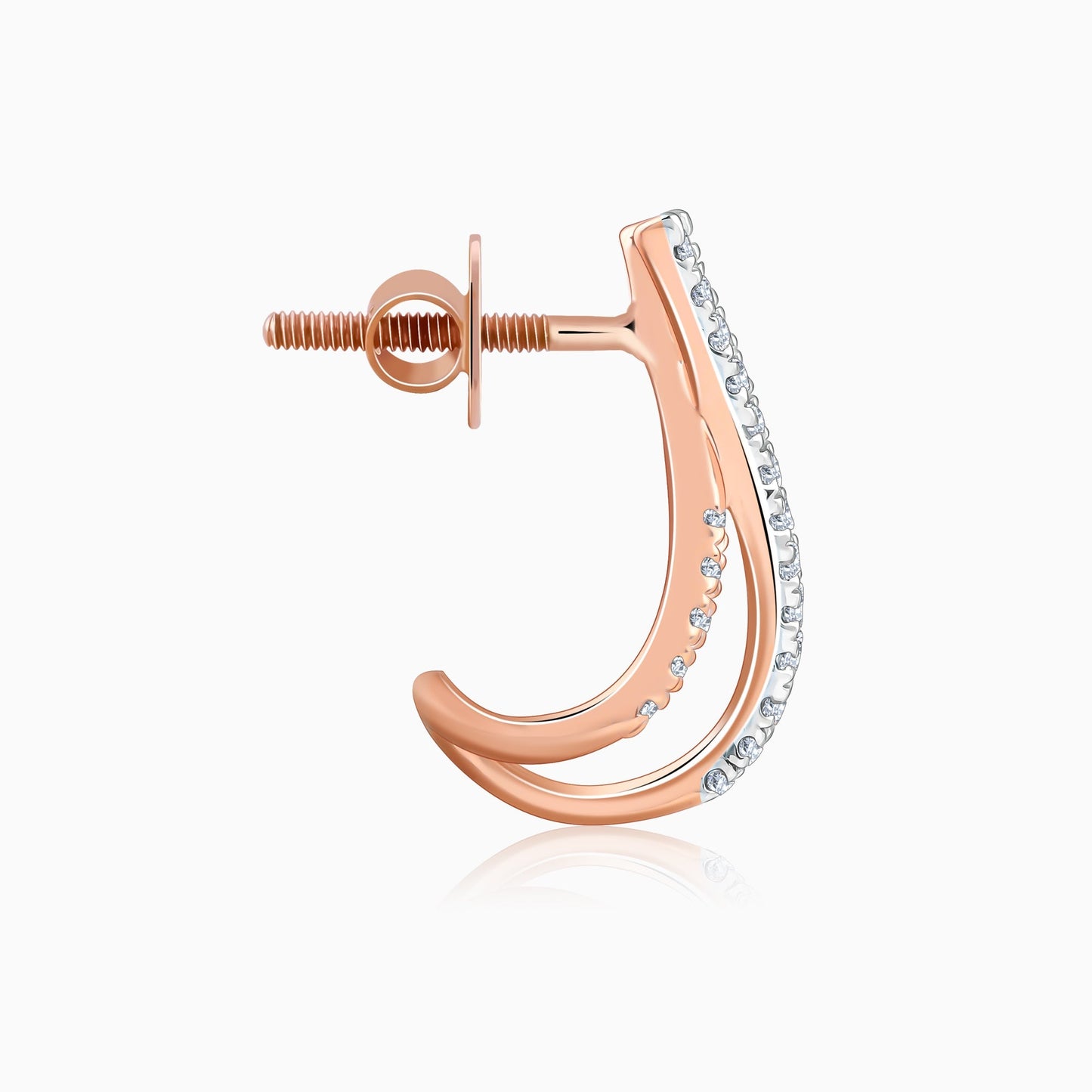 Rose Gold Cross Lab Grown Diamond J Hoop Earrings
