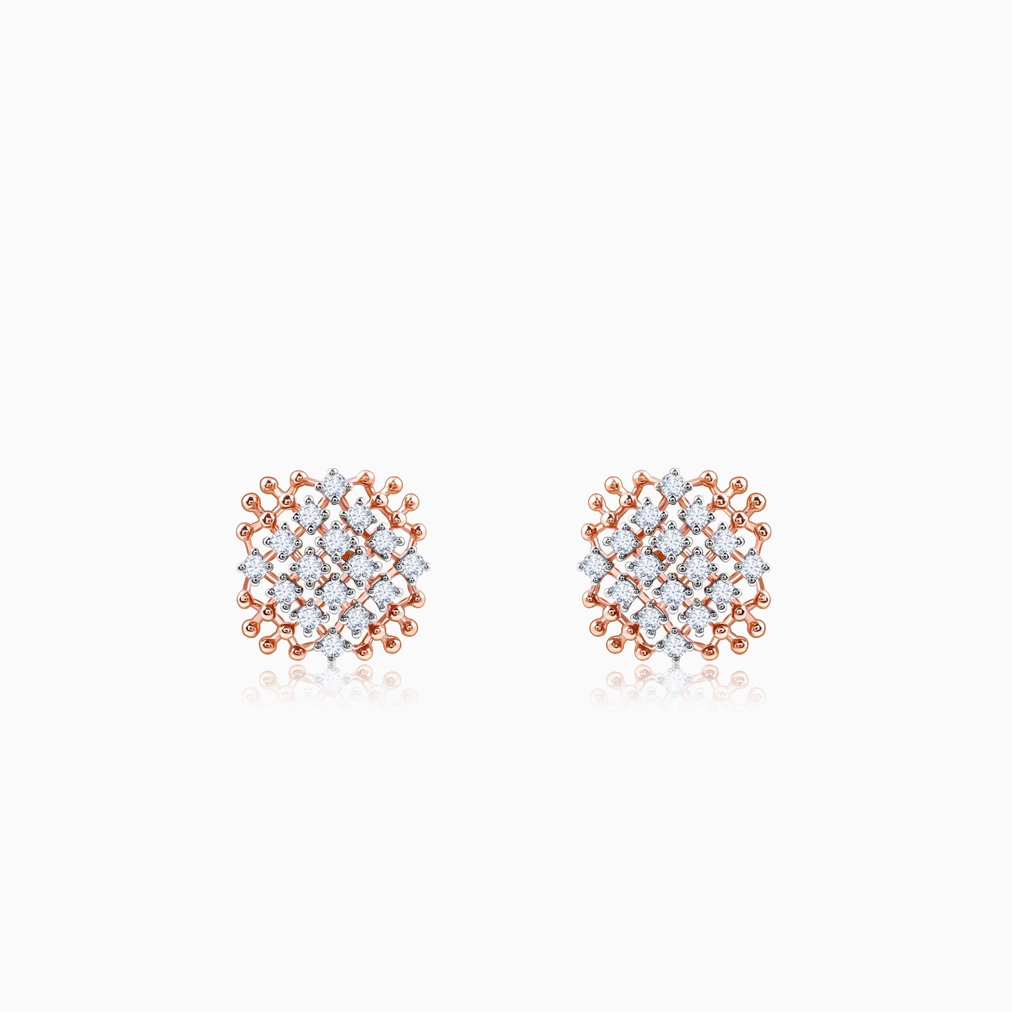 Rose Gold Classic Square Lab Grown Diamond Earrings
