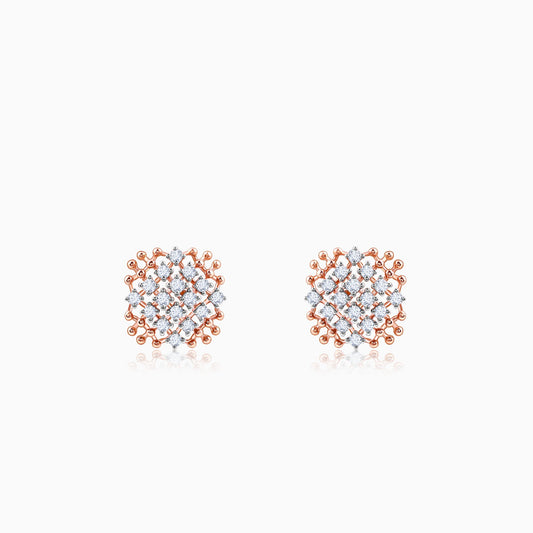 Rose Gold Classic Square Lab Grown Diamond Earrings