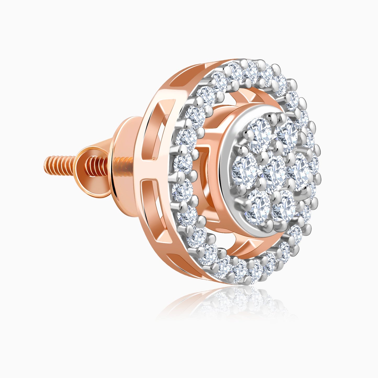 Rose Gold Poise Halo Lab Grown Diamond Earrings