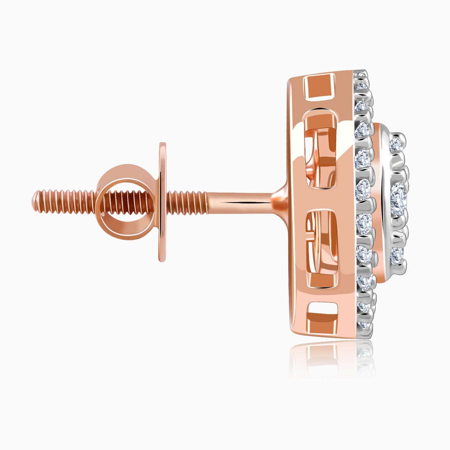 Rose Gold Poise Halo Lab Grown Diamond Earrings