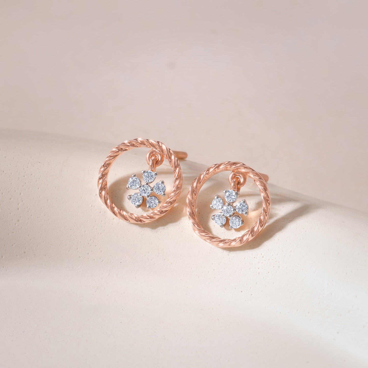 Rose Gold Magnolia Mist Lab Grown Diamond Earrings