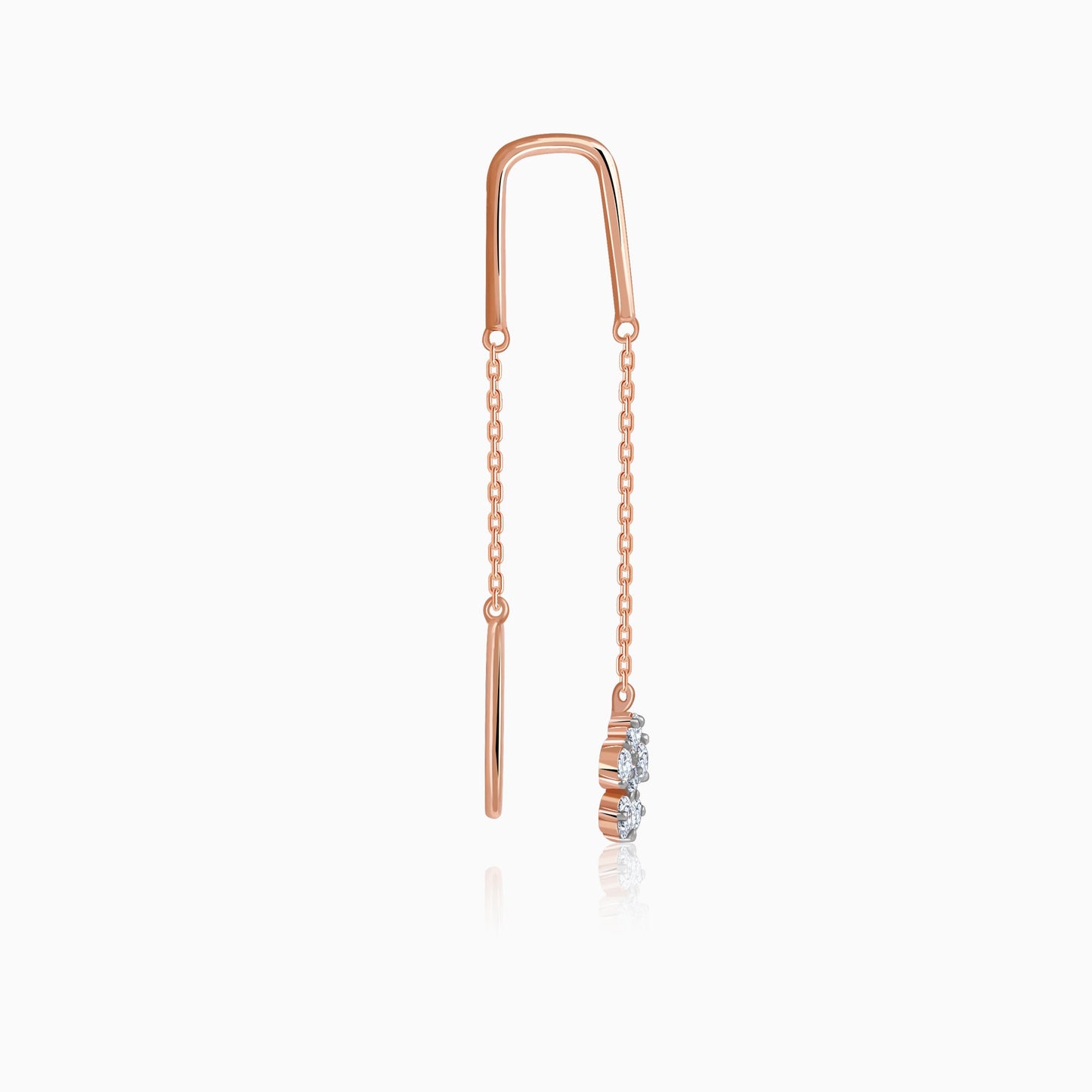 Rose Gold Floral Sui Dhaga Lab Grown Diamond Earrings