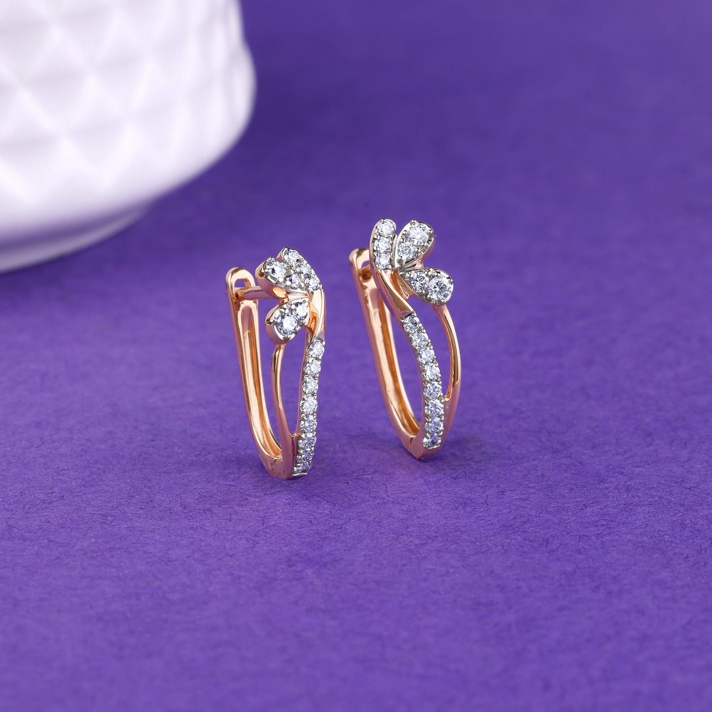 Rose Gold Flowery Lab Grown Diamond Earrings