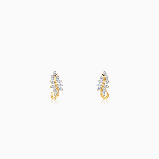 Gold Leafy Brilliance J Studs Lab Grown Diamond Earrings