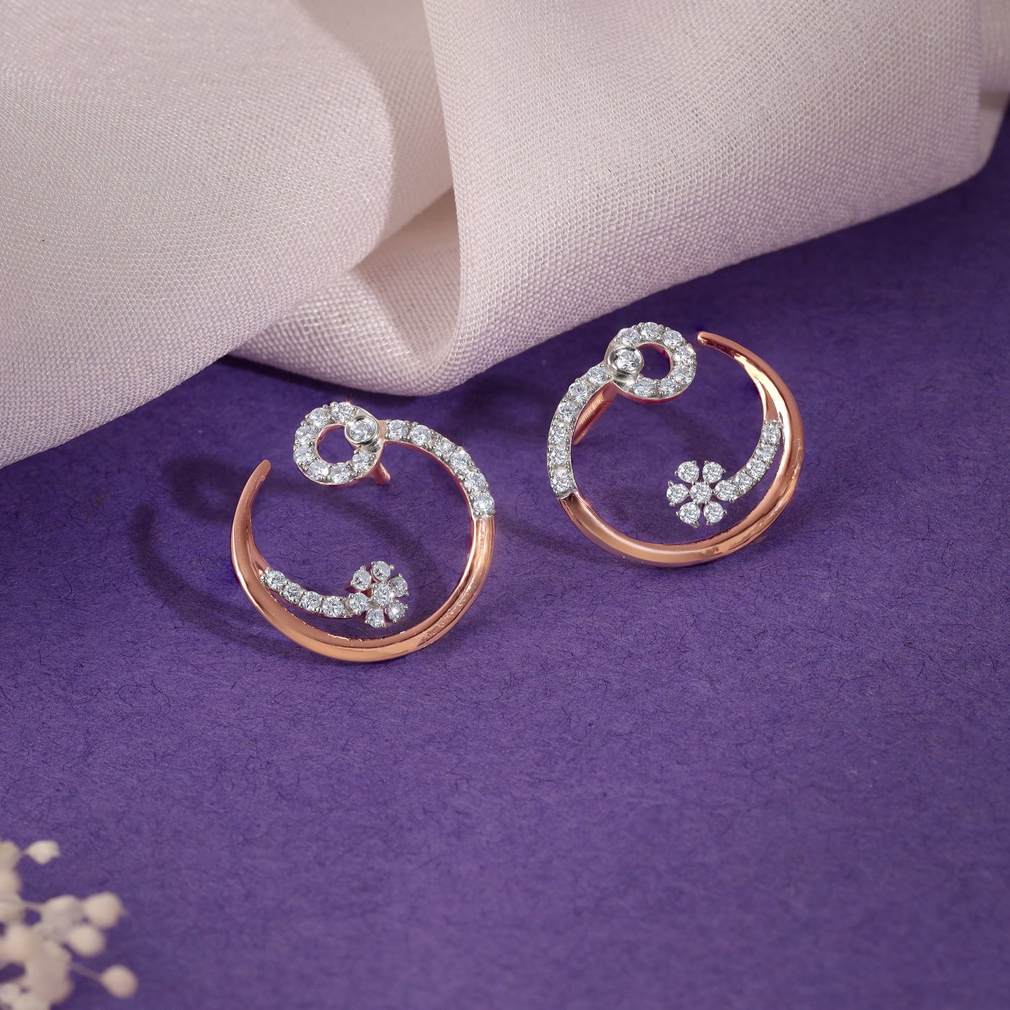 Rose Gold Wildflower Lab Grown Diamond Earrings