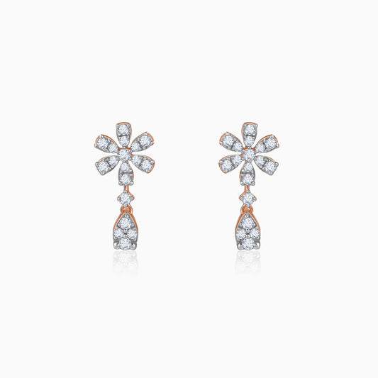 Rose Gold Floral Petal Lab Grown Diamond Earrings