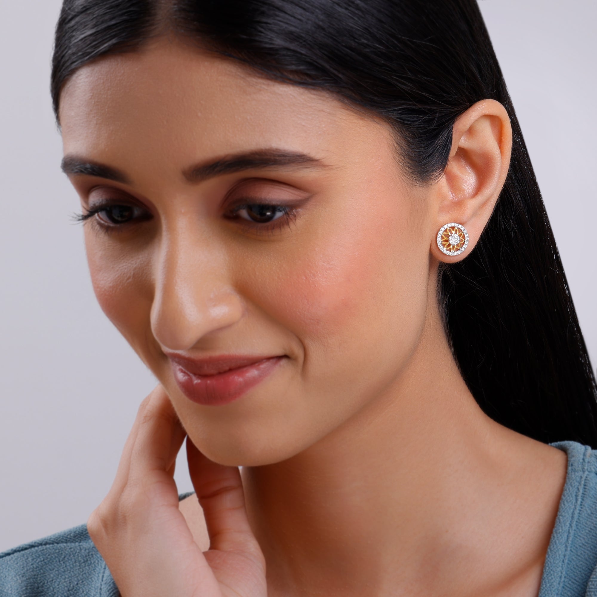 Gold Floral Fiona Lab Grown Diamond Earrings