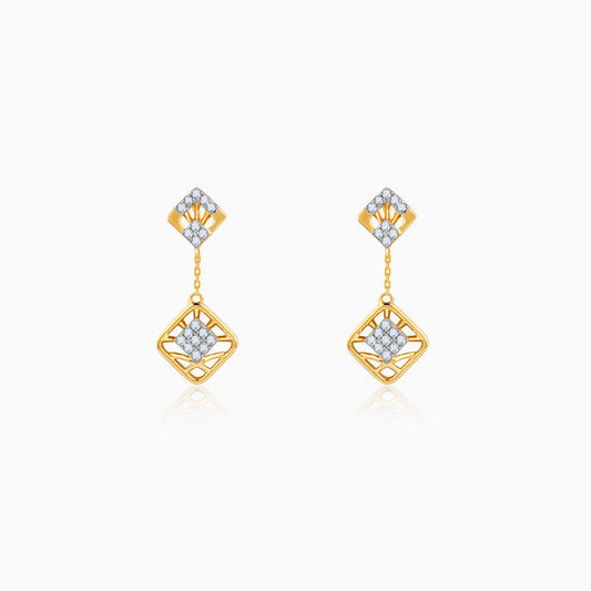 Gold Quadrado Twinkle Lab Grown Diamond Earrings