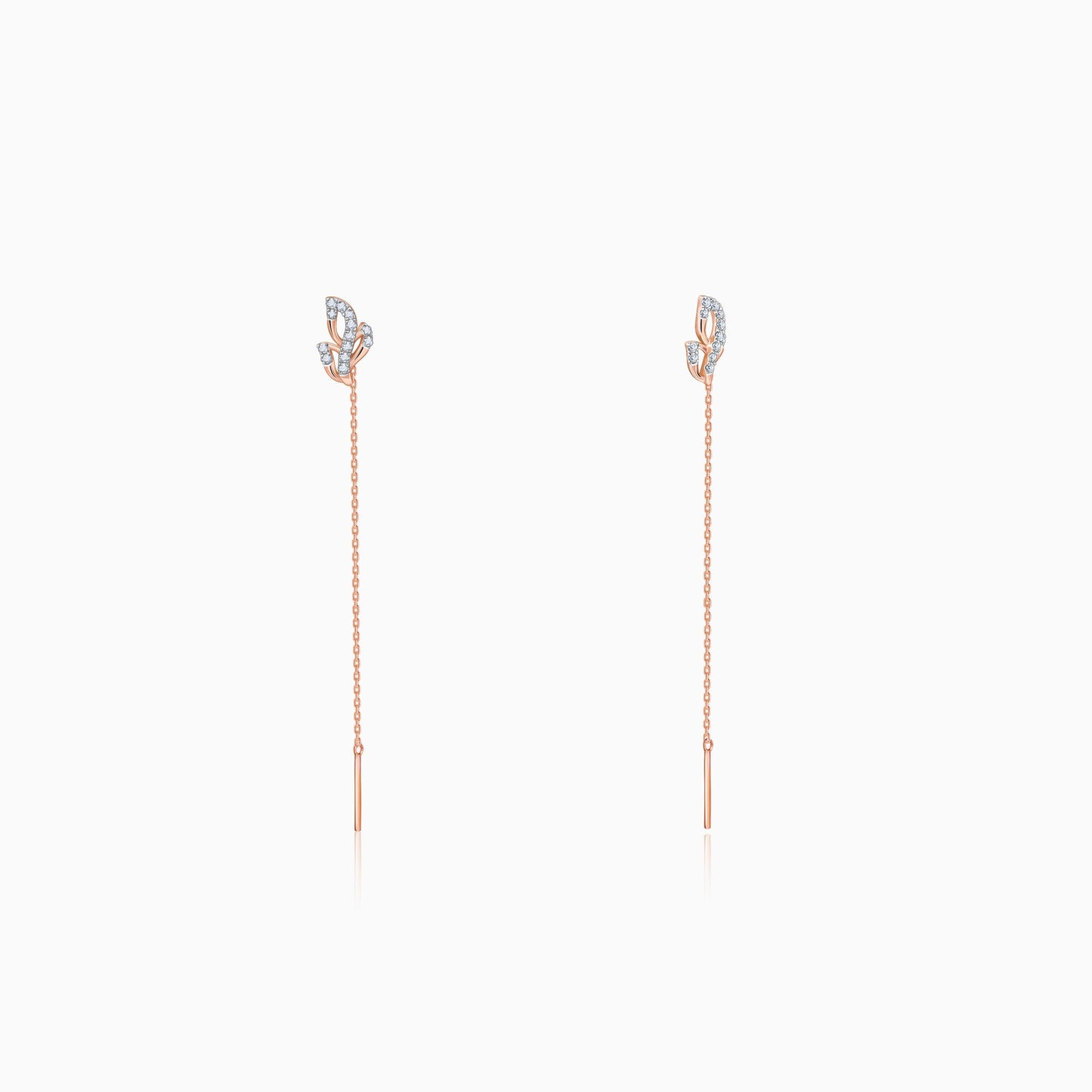 Rose Gold Whispering Petal Sui Dhaga Diamond Earrings