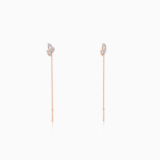 Rose Gold Whispering Petal Sui Dhaga Diamond Earrings