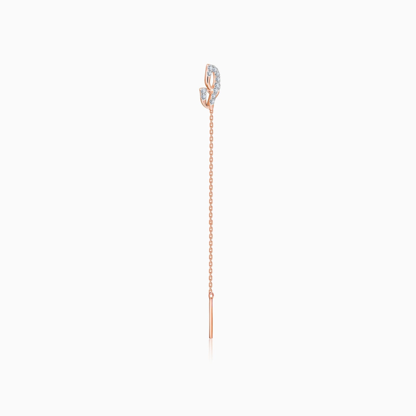 Rose Gold Whispering Petal Sui Dhaga Diamond Earrings