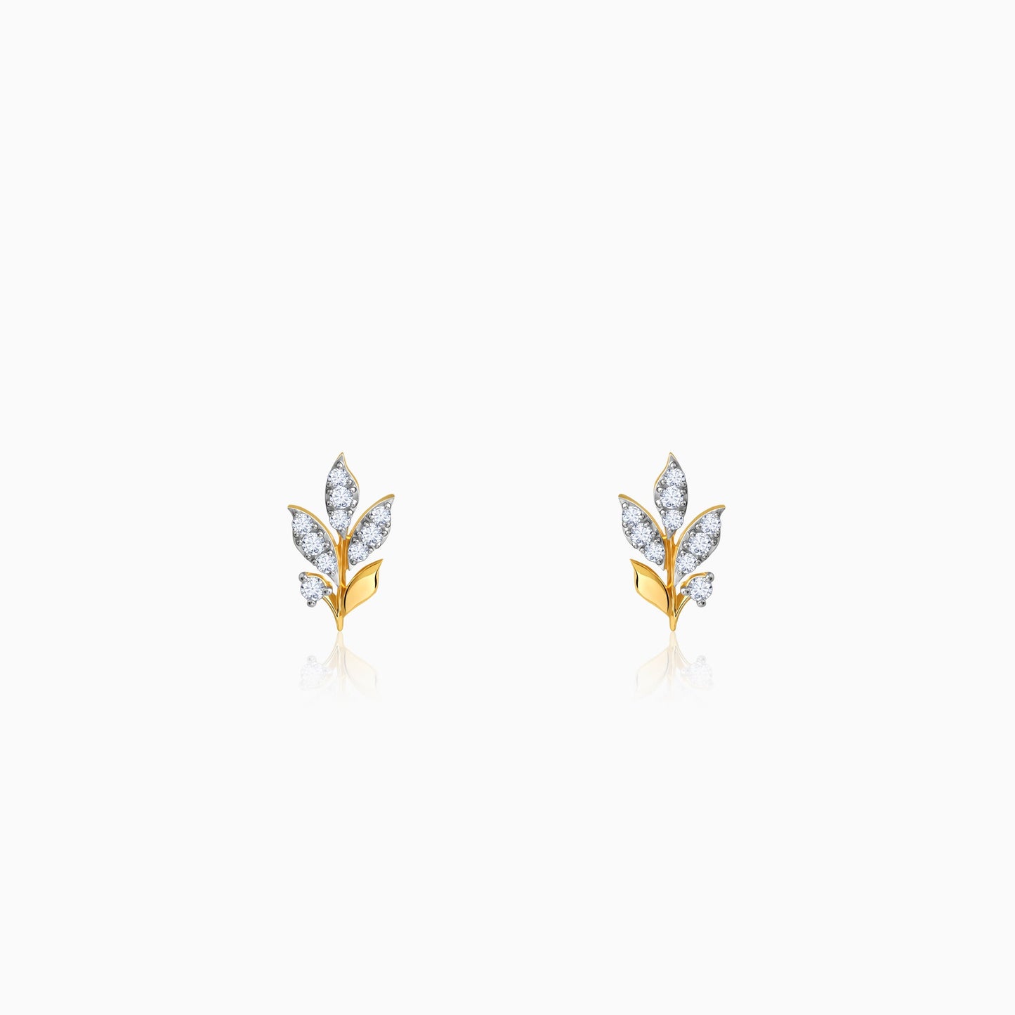 Gold Sylvaine Leaf Lab Grown Diamond Earrings
