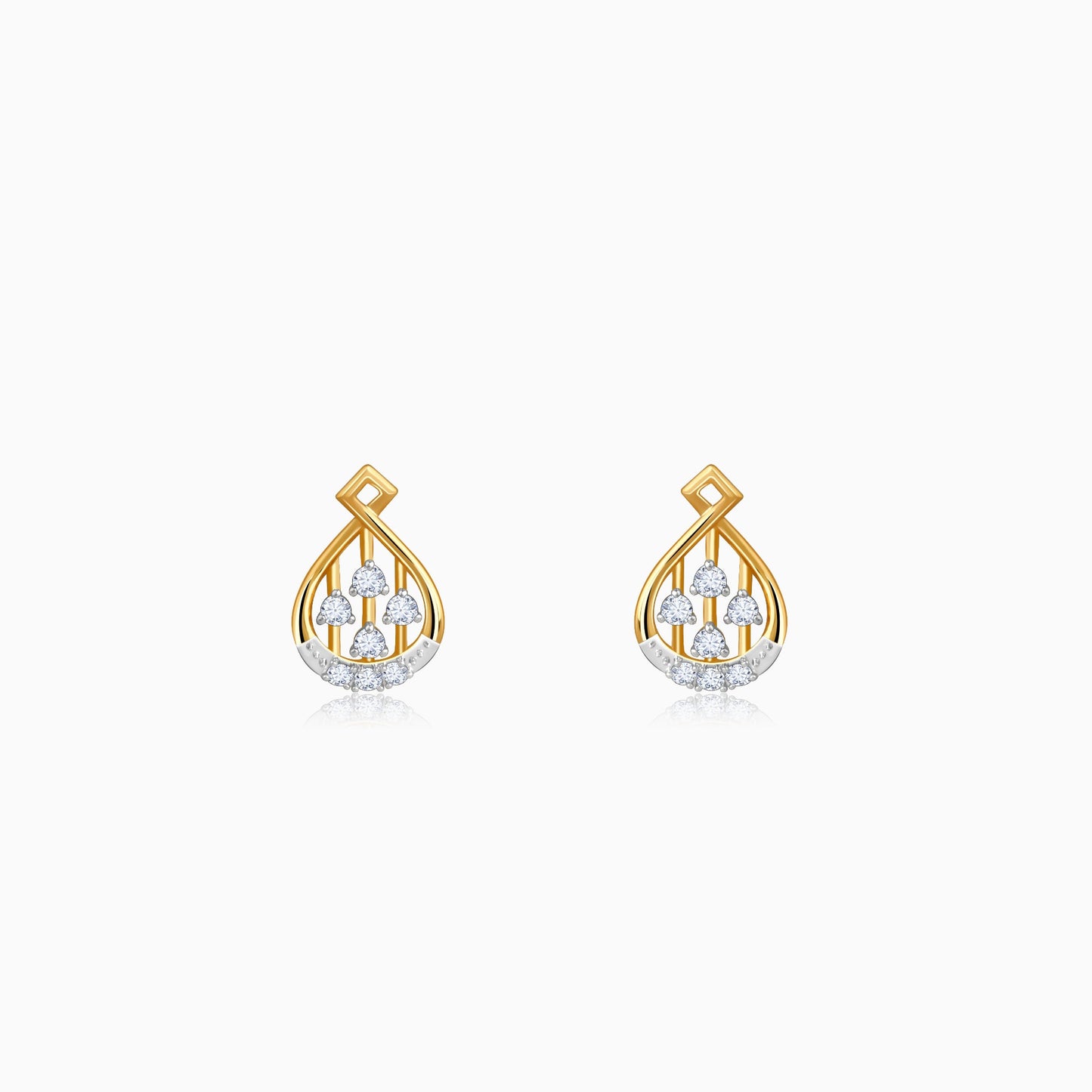 Gold Dropping Ray Lab Grown Diamond Earrings