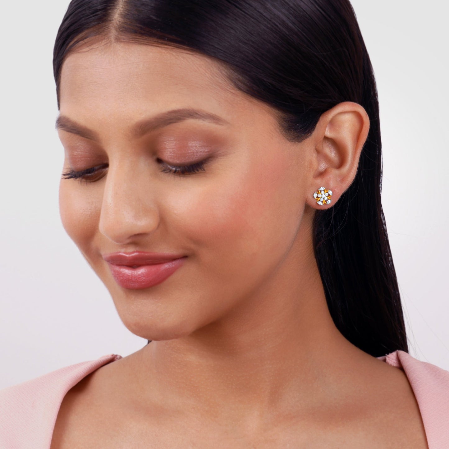 Gold Charming Flora Lab Grown Diamond Earrings