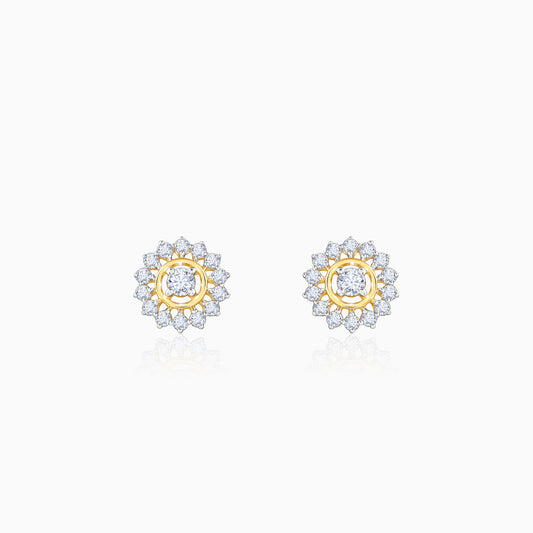 Gold Flower Power Lab Grown Diamond Stud Earrings