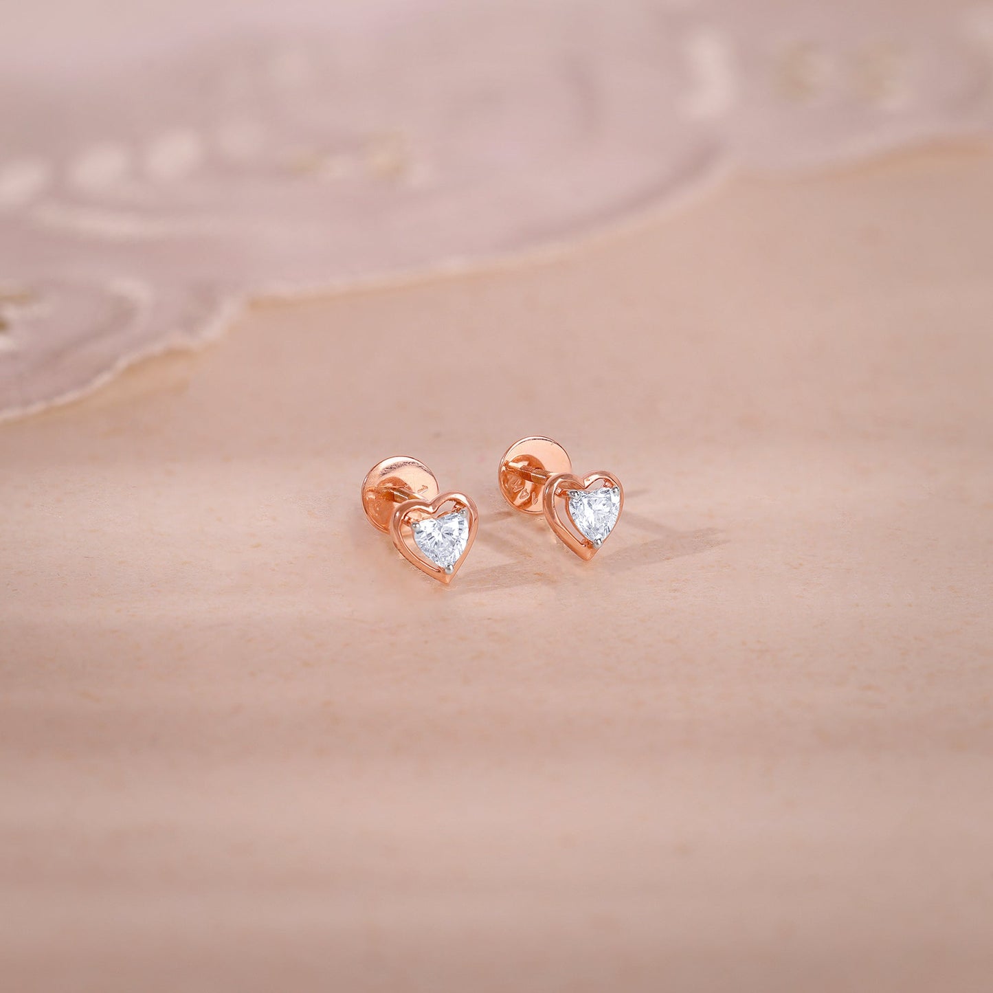Rose Gold Heart Throb Lab Grown Diamond Earrings