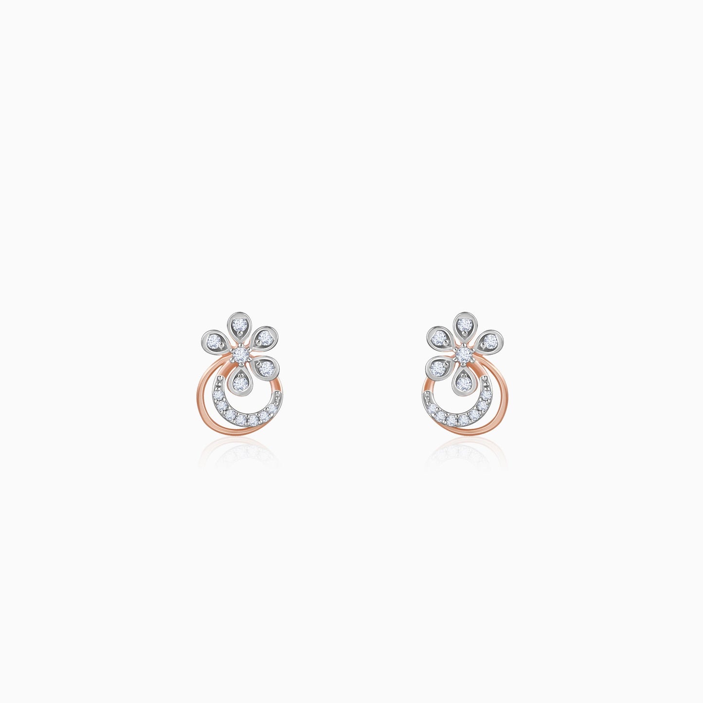 Rose Gold Zinnia Lab Grown Diamond Stud Earrings