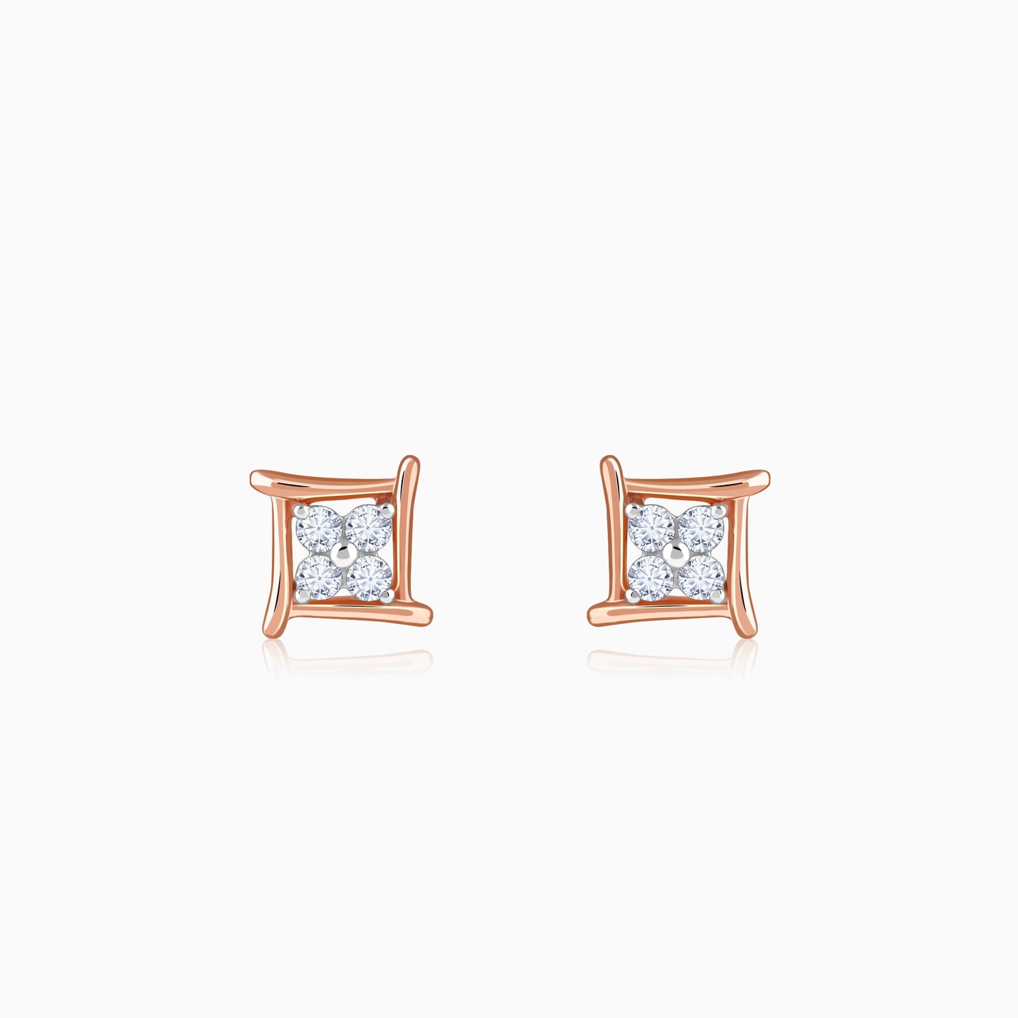 Rose Gold Princes Lab Grown Diamond Stud Earrings